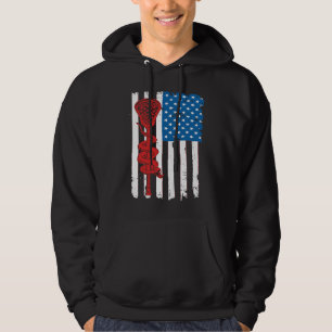 Sudadera Palo de Lacrosse y Serpiente Enojada USA Bandera A