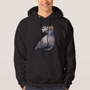 Sudadera Paloma linda paloma pájaro corona de flores pájaro