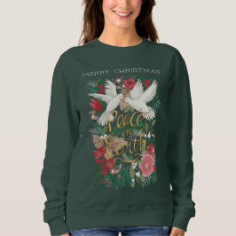 Sudadera Palomas paz en la tierra floral verde