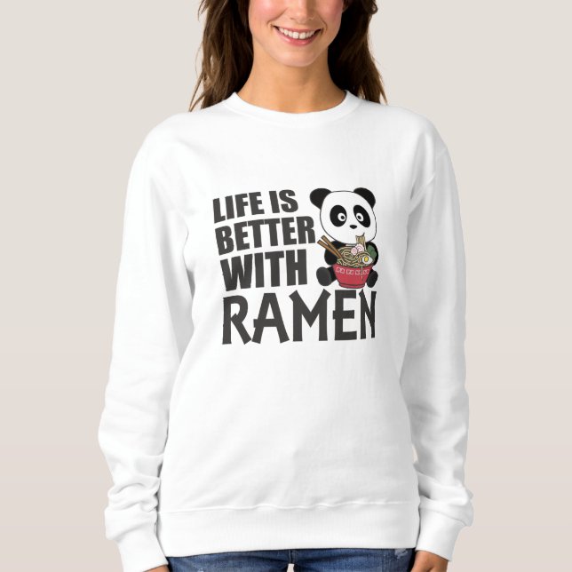 Sudadera Panda Alimentado Por Ramen Sweet Kawaii Noodles Be (Anverso)