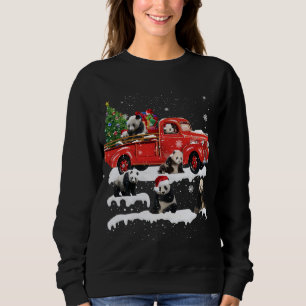 Sudadera Panda Bear Montando Camión Rojo Feliz Navidad X-ma