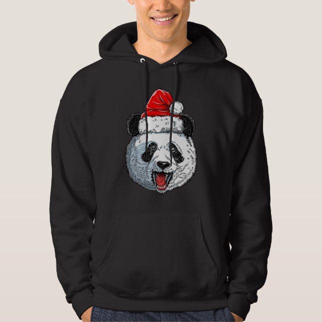 Sudadera Panda Christmas Santa Hat Funny Xmas Boys Kids Gir (Anverso)