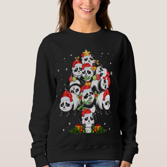 Sudadera Panda Christmas Tree Lights Cute Panda Xmas Orname (Anverso)