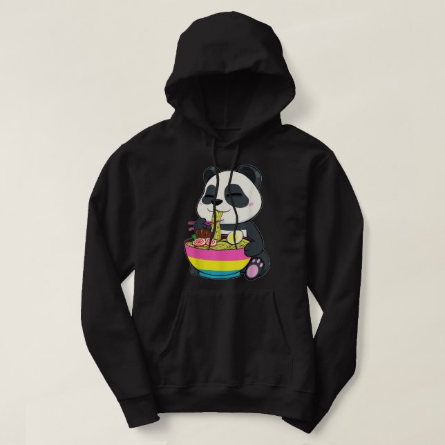 Sudadera Panda Comiendo Ramen Bandera Pansexual del Orgullo (Diseño del anverso)