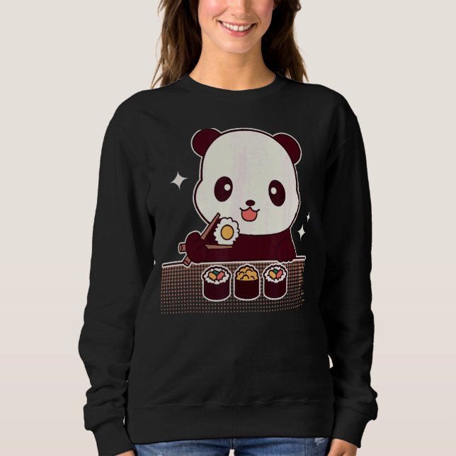 Sudadera Panda comiendo sushi lindo oso panda (Anverso)