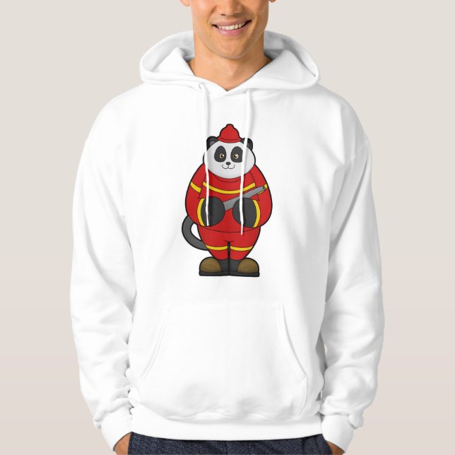 Sudadera Panda como bombero con manguera (Anverso)