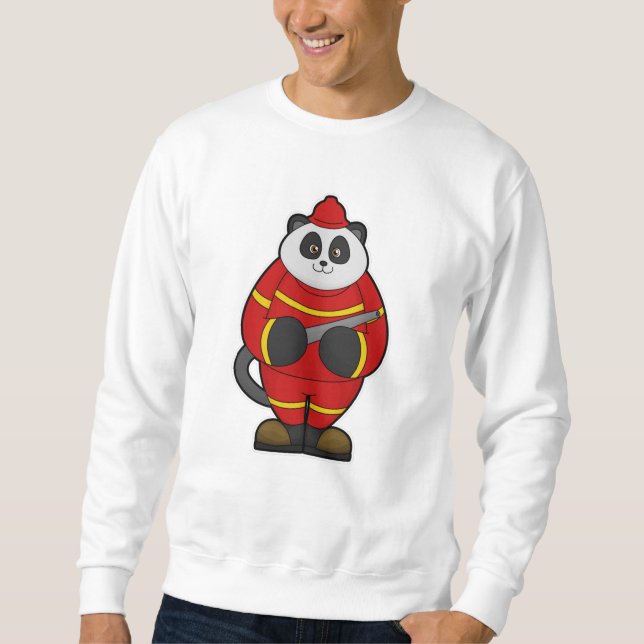Sudadera Panda como bombero con manguera (Anverso)