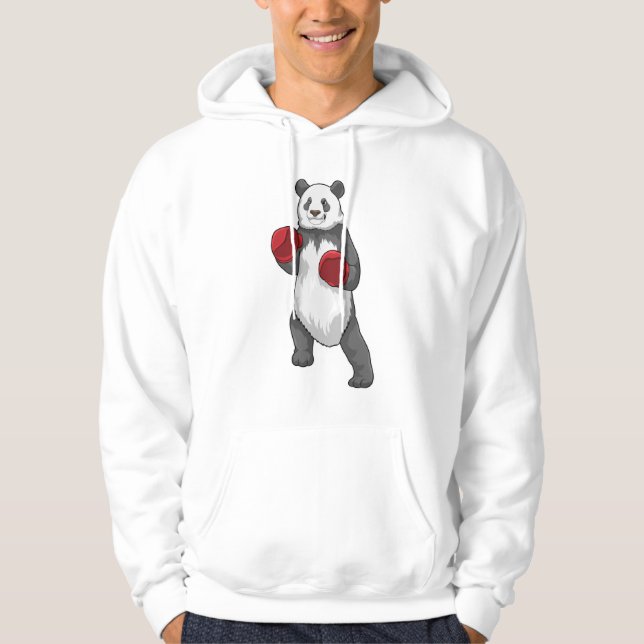 Sudadera Panda como boxeador con guantes de boxeo (Anverso)