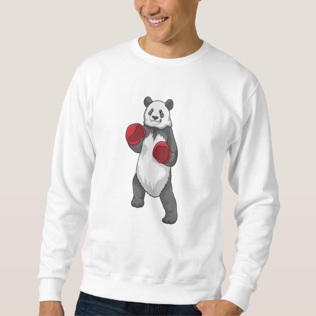 Sudadera Panda como boxeador con guantes de boxeo (Anverso)