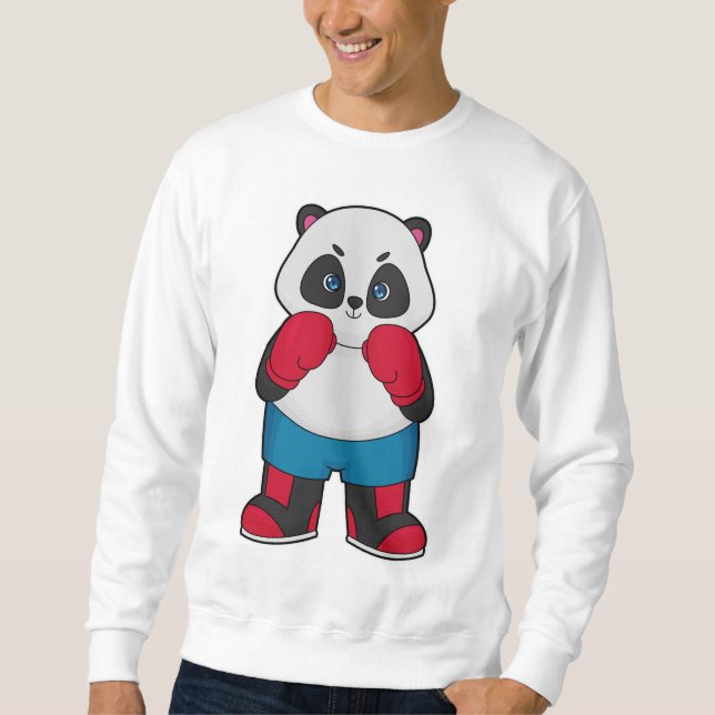Sudadera Panda como boxeador con guantes de boxeo (Anverso)