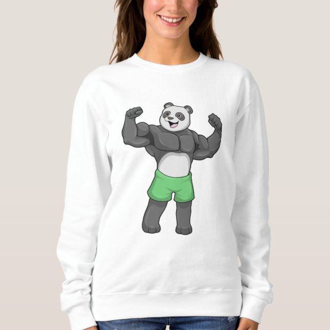 Sudadera Panda como constructora de cuerpos en Bodybuilding (Anverso)