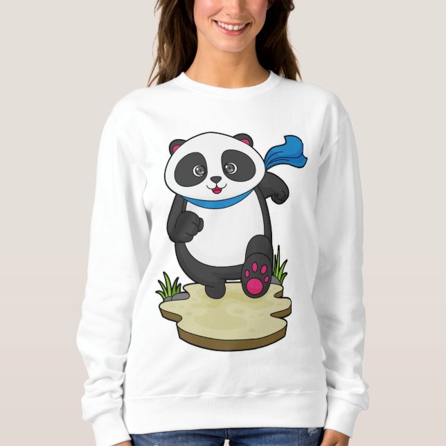 Sudadera Panda como corredor con bufanda (Anverso)