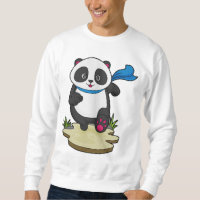 Panda como corredor con bufanda