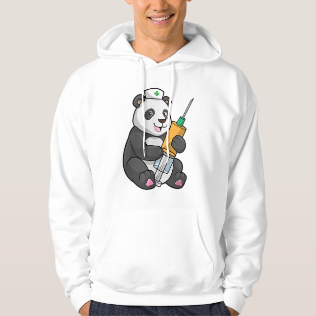 Sudadera Panda como enfermera con jeringas (Anverso)