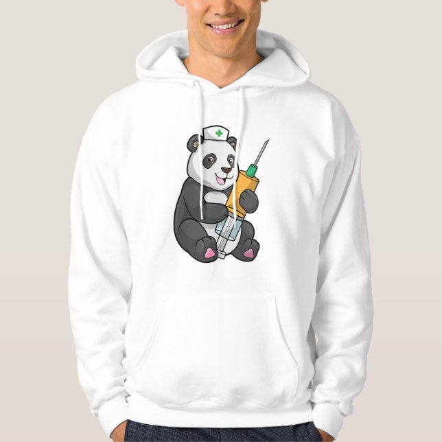 Sudadera Panda como enfermera con jeringas (Anverso)