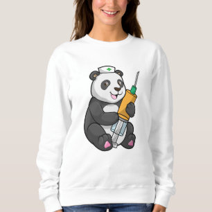Sudadera Panda como enfermera con jeringas
