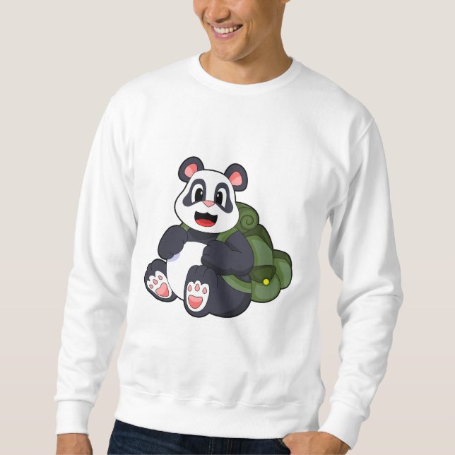 Sudadera Panda como excursionista con mochila (Anverso)