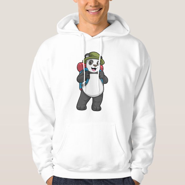 Sudadera Panda como excursionista con mochila (Anverso)