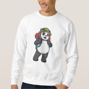 Sudadera Panda como excursionista con mochila