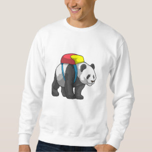 Sudadera Panda como excursionista con mochila