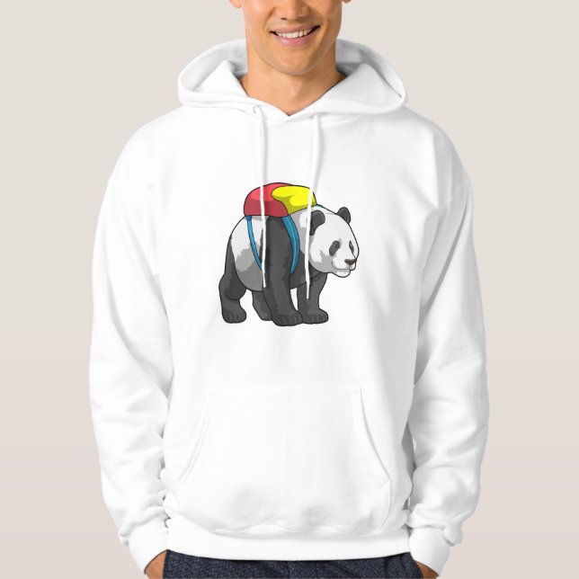 Sudadera Panda como excursionista con mochila (Anverso)