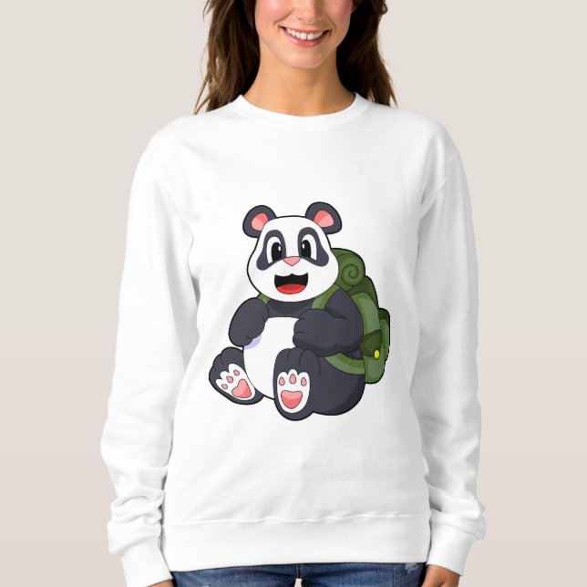 Sudadera Panda como excursionista con mochila (Anverso)