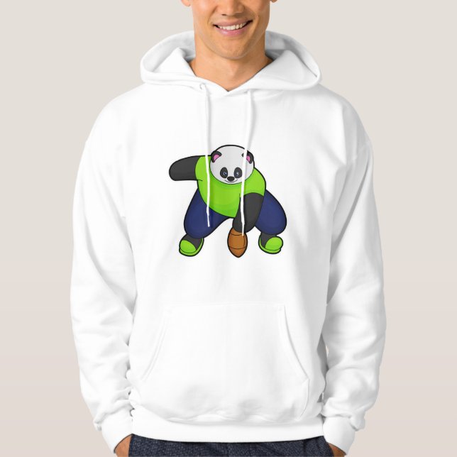 Sudadera Panda como jugador de fútbol con fútbol (Anverso)