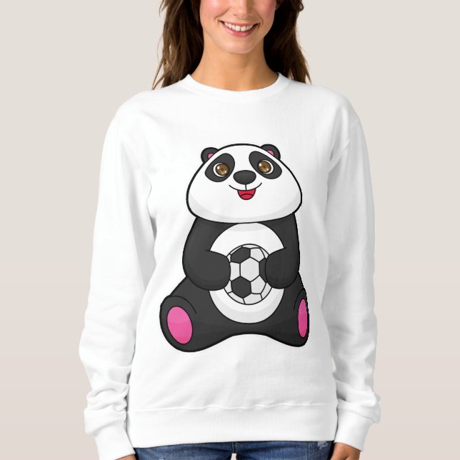 Sudadera Panda como jugador de fútbol con pelota de fútbol (Anverso)