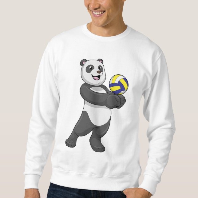 Sudadera Panda como jugador de voleibol con voleibol (Anverso)