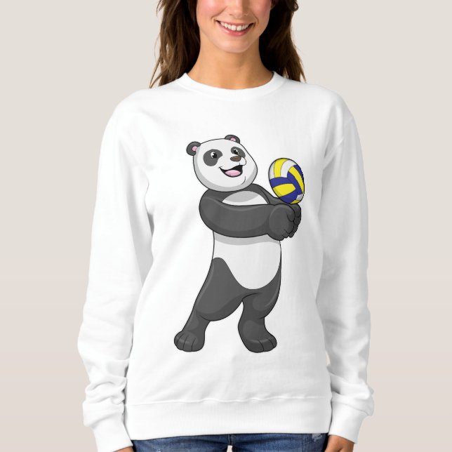 Sudadera Panda como jugador de voleibol con voleibol (Anverso)