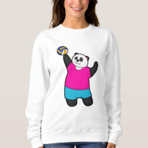Sudadera Panda como jugador de voleibol con voleibol