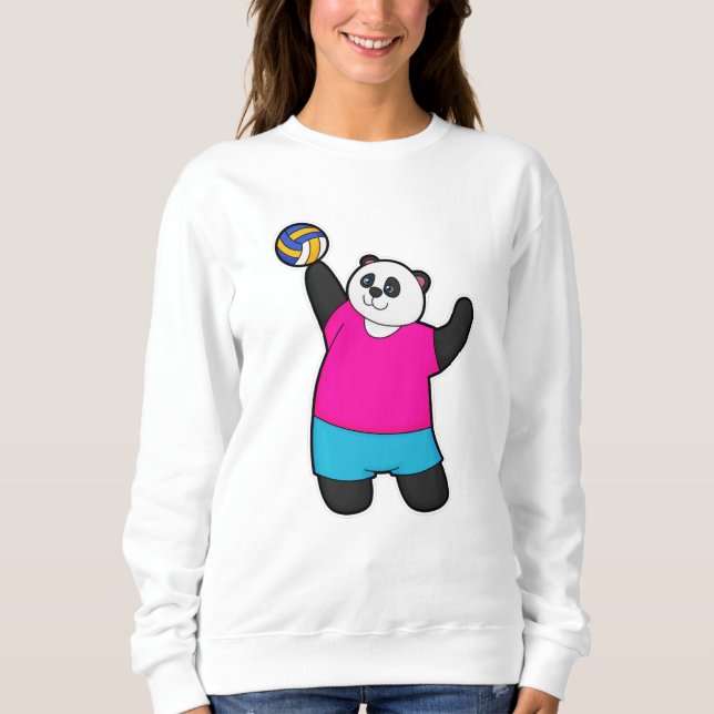 Sudadera Panda como jugador de voleibol con voleibol (Anverso)