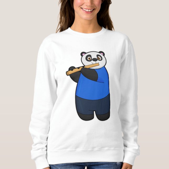 Sudadera Panda como músico con flauta (Anverso)