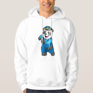 Sudadera Panda como oficial de policía con gorra de policía