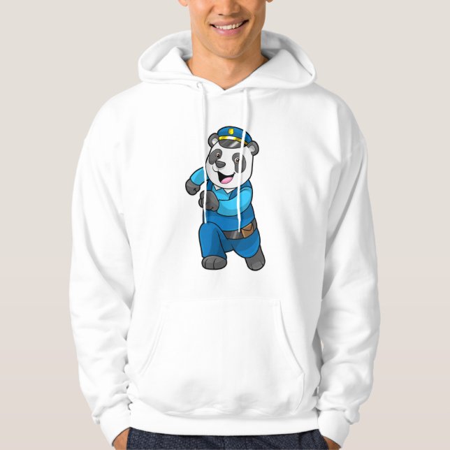 Sudadera Panda como oficial de policía con gorra de policía (Anverso)
