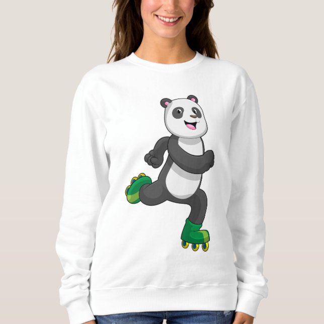 Sudadera Panda como patinador en línea con patines (Anverso)