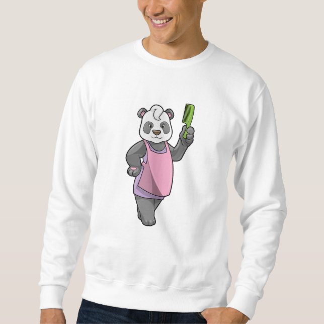 Sudadera Panda como peluquero con comb (Anverso)