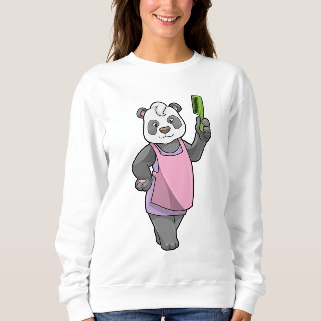 Sudadera Panda como peluquero con comb (Anverso)