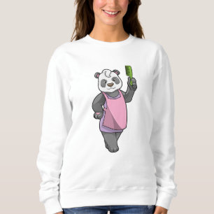 Sudadera Panda como peluquero con comb