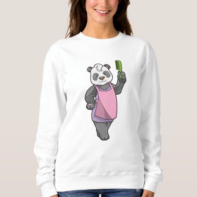 Sudadera Panda como peluquero con comb (Anverso)