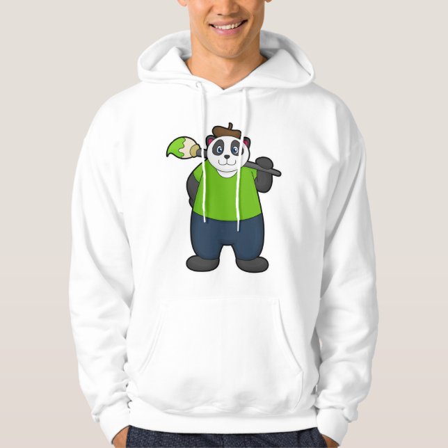 Sudadera Panda como pintador con pincel (Anverso)