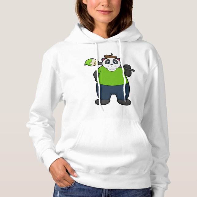 Sudadera Panda como pintador con pincel (Anverso)