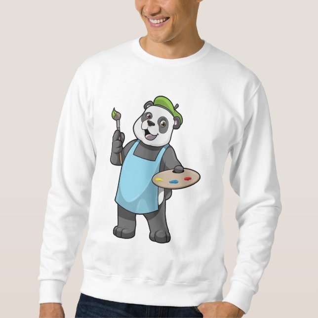 Sudadera Panda como pintador con pincel y color (Anverso)