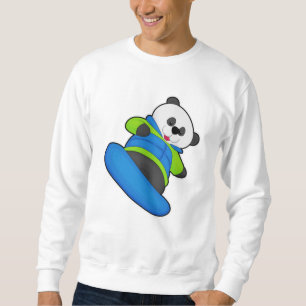 Sudadera Panda como snowboard con snowboard