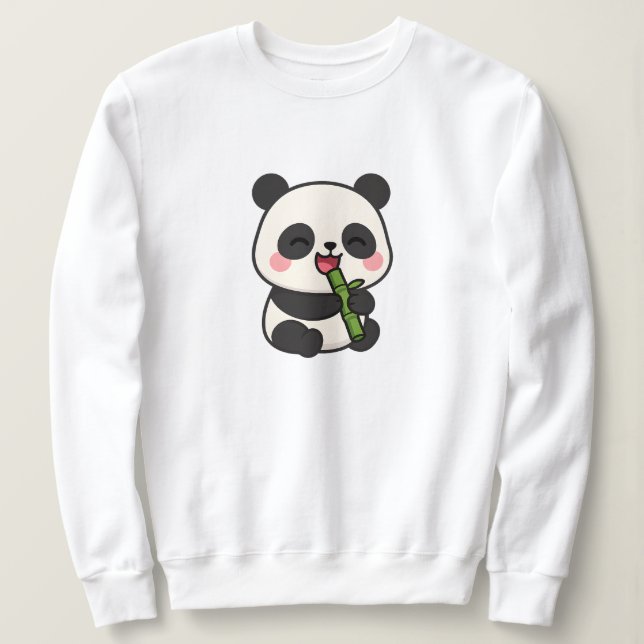 Sudadera Panda Cute comiendo bambú - Camiseta impresa con g (Anverso del diseño)