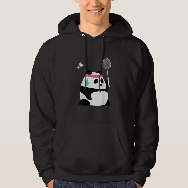 Sudadera Panda de bádminton exhausto divertido lindo (Anverso)