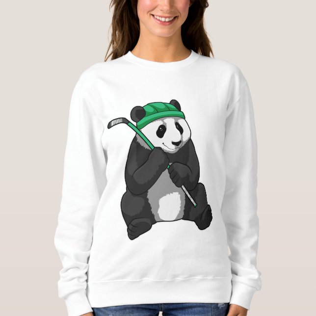 Sudadera Panda en hockey sobre hielo con bastón de hockey s (Anverso)