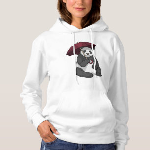 Sudadera Panda en la lluvia con el paraguas