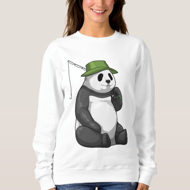Sudadera Panda en la pesca con barra de pesca (Anverso)