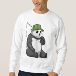 Sudadera Panda en la pesca con barra de pesca